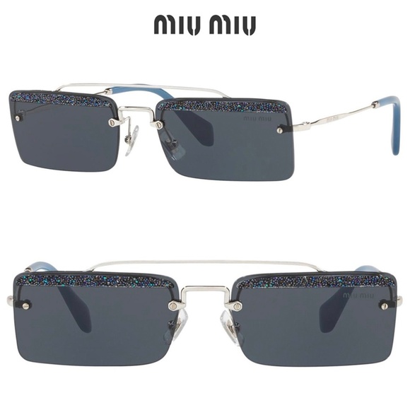 MIU MIU SOCIETE SMU59T KJT-2K1 SILVER BLUE GLITTER SQUARE